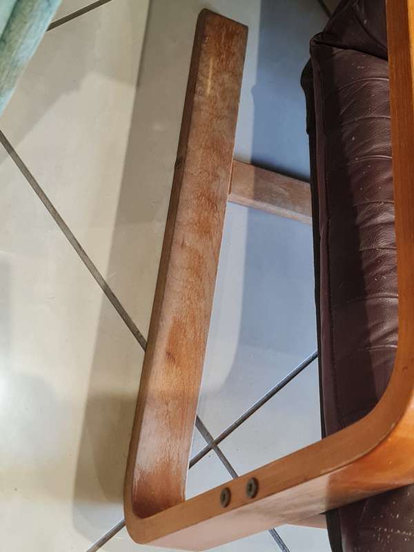 1960`s Scandinavian Bentwood Leather Lounge Chair