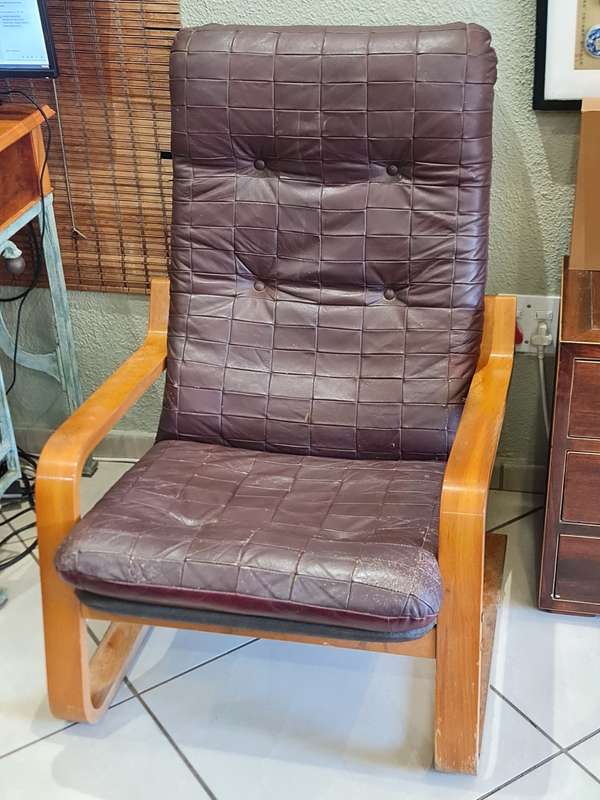 1960`s Scandinavian Bentwood Leather Lounge Chair
