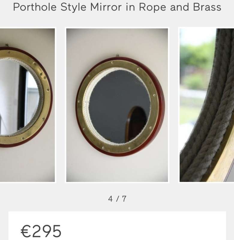 Porthole Style Mirror in Rope and Brass
