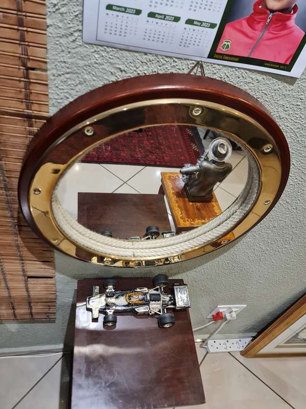 Porthole Style Mirror in Rope and Brass