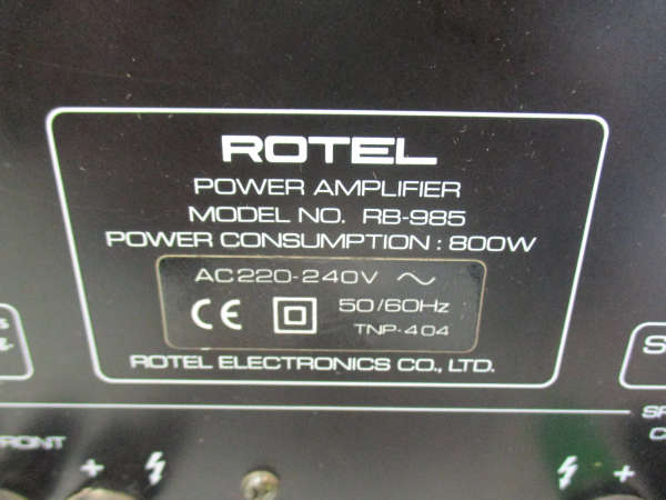 Rotel RB-985 5 Channel Power Amplifier
