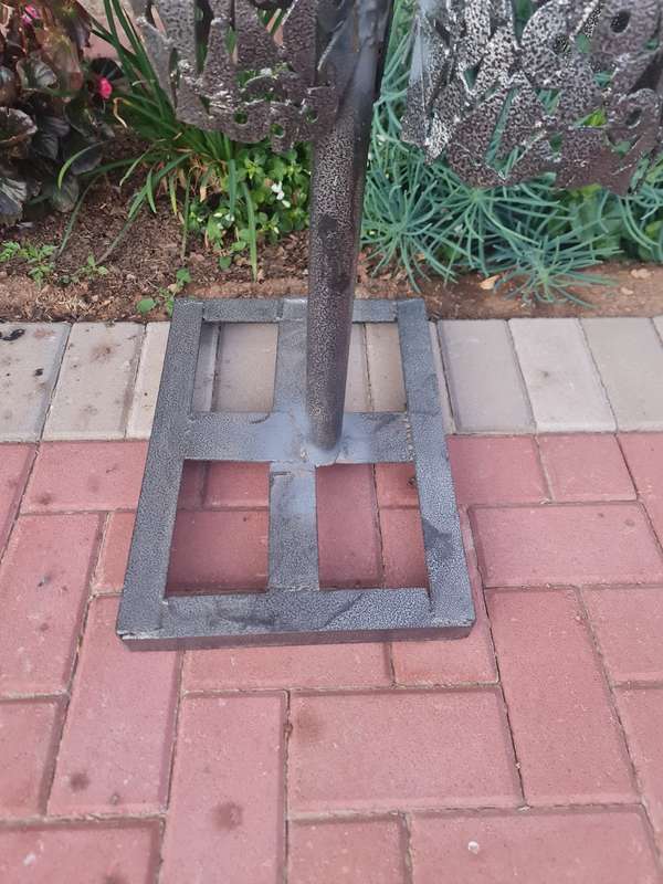 Hand Crafted Metal Female Torso Sculpture With a Metal Base