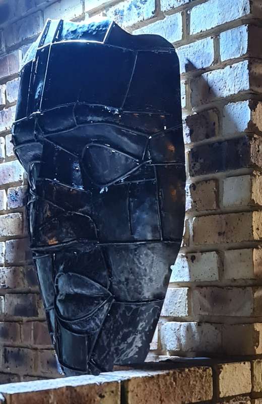Large Heavy Solid Metal Face Sculpture