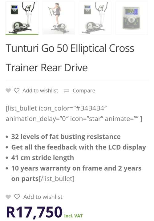 Tunturi Go 50 Elliptical Cross Trainer Machine