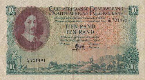 1961 Ten Rand Note - M.H. De Kock