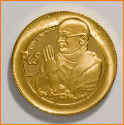 2008 GHANDI PROOF TENTH OUNCE 24 CARAT GOLD