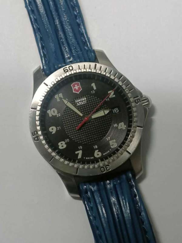 Victorinox Swiss Army 40mm Black Stainless Steel Blue Strap Watch