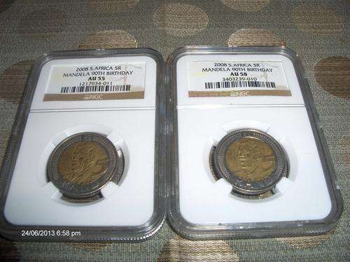 AU 55 and AU 58 Mandela Birthday coins