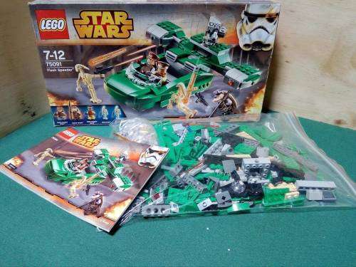 Discontinued Star Wars Lego 75091 (Flash Speeder  312 pieces) with all parts, figurines, instructi