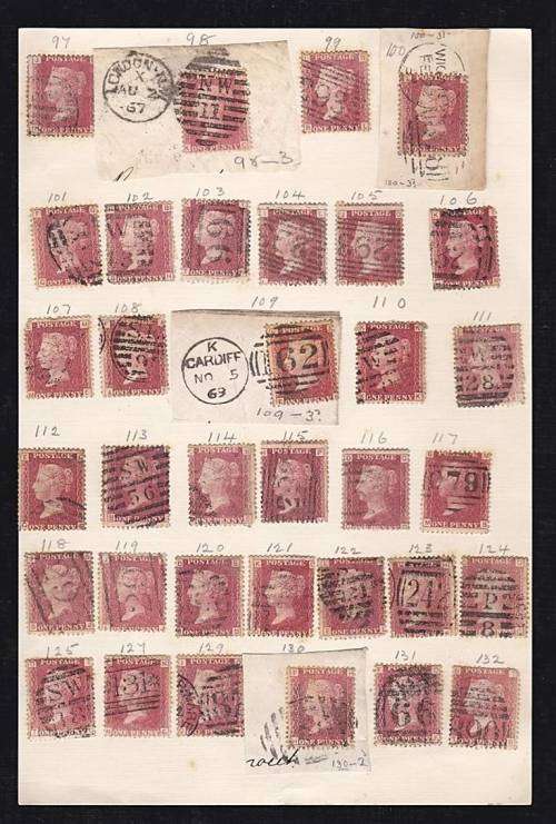 Rare GBR Penny Red Plating Collection (SG 43/44) Plates 71 to 221.  Very nearly complete collection!