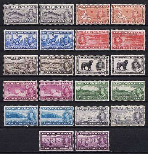1937 Newfoundland KGVI Additional Coronation Issue Fine Full Mint Set, SG257-267 Different Perfs.