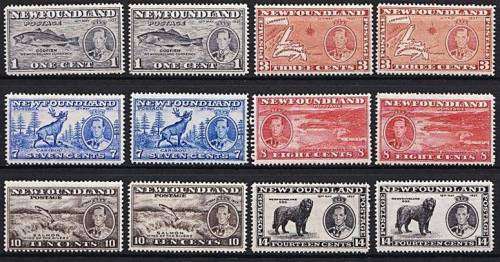 1937 Newfoundland KGVI Additional Coronation Issue Fine Full Mint Set, SG257-267 Different Perfs.