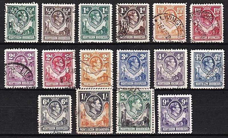 1938 Northern Rhodesia KGVI Short VFU Set to 2/6
