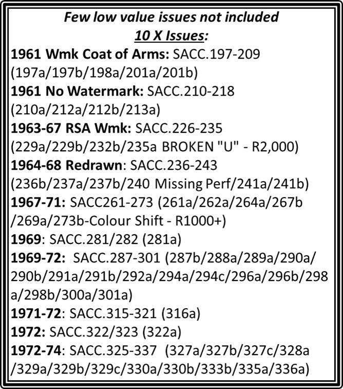 RSA First Definitive Issue - All Sets - UMM(**) - Difficult Collection/Scarce Var - CV = R9,000+++