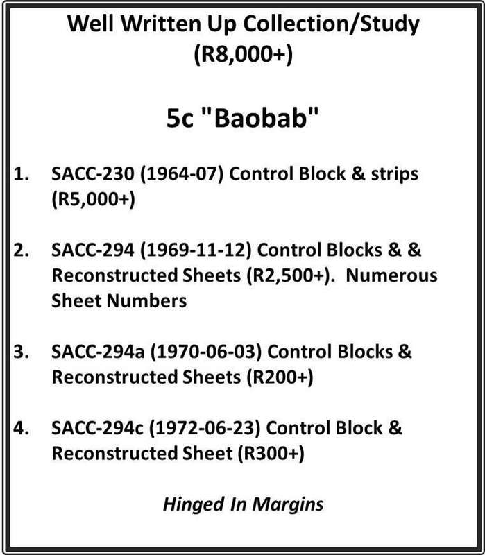 1964-72 RSA 1st Def 5c "Baobab" Extensive (**) Study in Controls & Var. CV = R8,000+