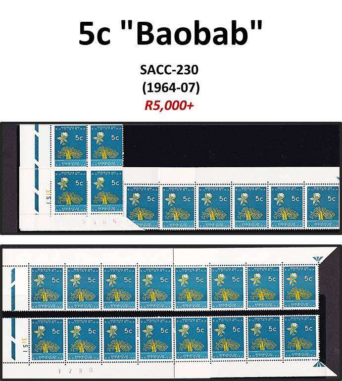 1964-72 RSA 1st Def 5c "Baobab" Extensive (**) Study in Controls & Var. CV = R8,000+