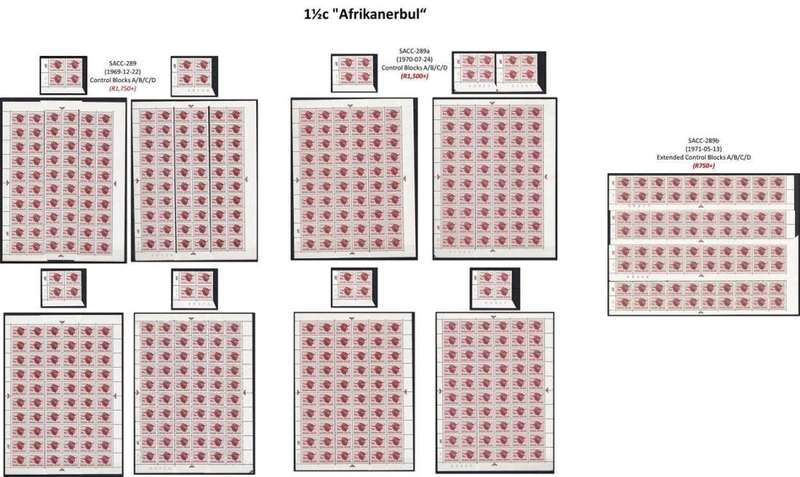 1969-71 RSA 1st Def 1½c "Afrikanerbul" Extensive (**) Study in Controls & Var. CV = R4,000+