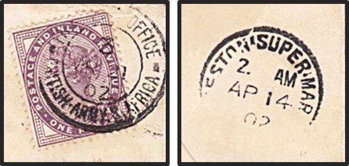 1902 BRITISH ARMY FIELD POST OFFICE (SA) Cancel on Cover with 1d Queen Victoria