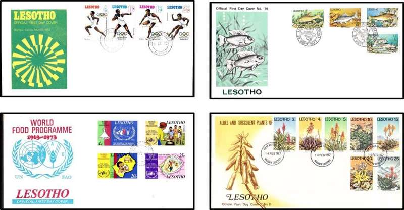 20 x Lesotho FDCs (1969-1982 ) Including High Value Bird Definitive - 1 x BID/COVER