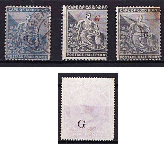 Griqualand West Mixed Used Selection (Some toning on ½d Black "G" Opt)