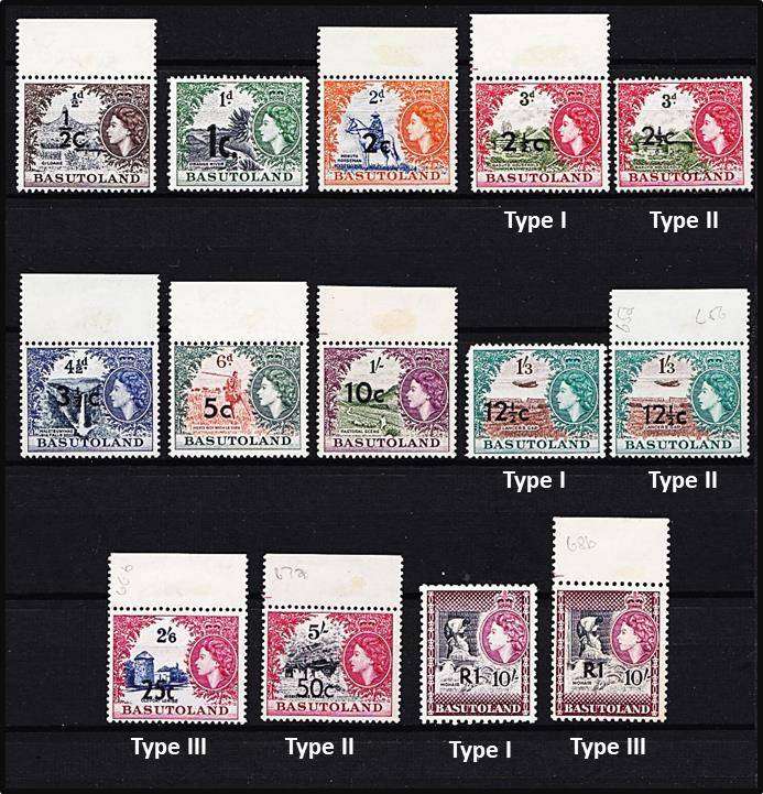 1961 Basutoland QEII Surcharged UMM (**) Set & Var - See Scans *** CV = R1,000 ***