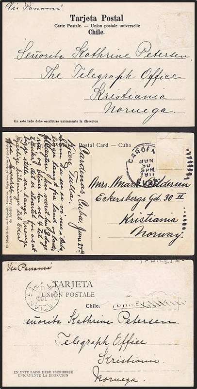 3 x Antique Used Chilean Postcards (No Stamps) - Great Thematic Material !