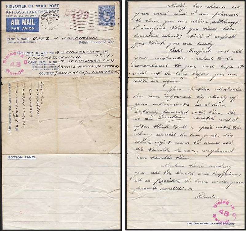 1945 WWII Censored "PRISONER OF WAR POST" Cover to Germany - GREAT HANDSTAMPS !!!
