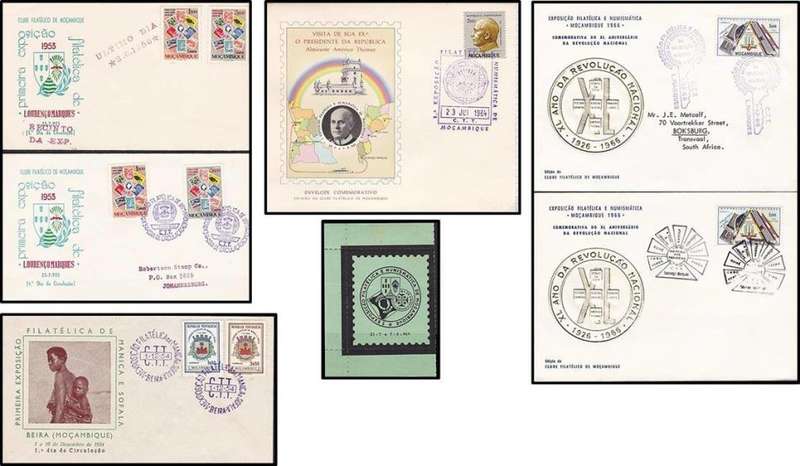 1953-1966 Philatelic Exhibitions MOZAMBIQUE Scarce Covers, Cachets, Handstamps & LABEL