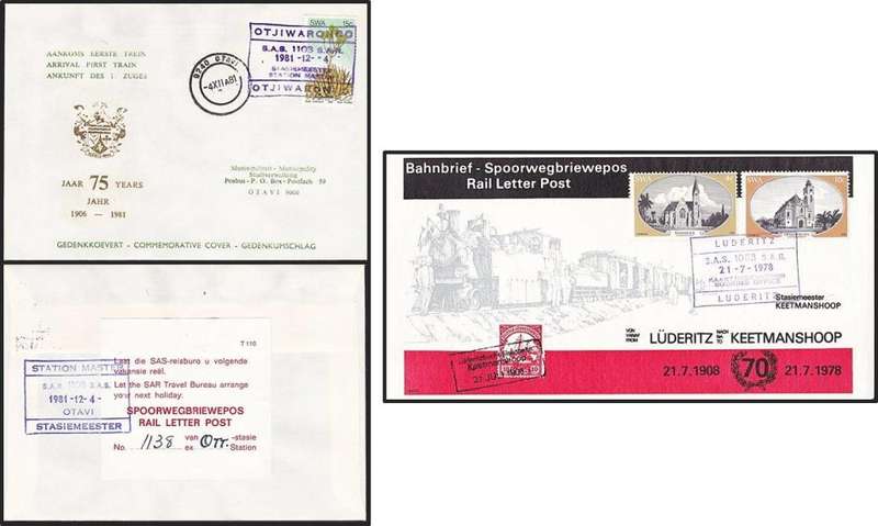 2 x S.W.A. Railway Covers, 1 With Excellent LÜDERITZ & OTAVI Station Master Handstamps