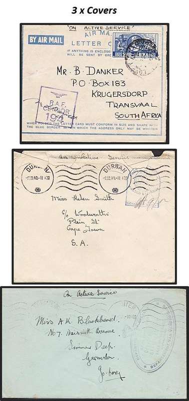 6 x WWII On Active Service, Censored etc Covers -  3 x Covers & 3 x Fronts