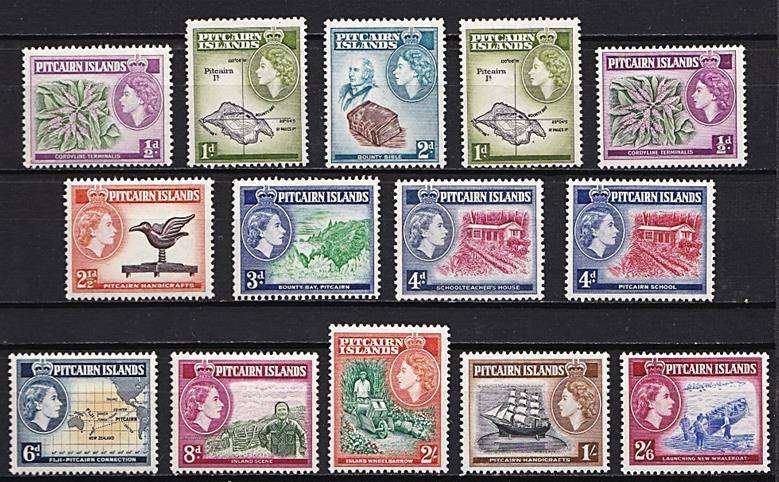 1957 Pitcairn Islands QEII Full MM (*) Set - Light Hinging  *** CV = R1.800+ ***