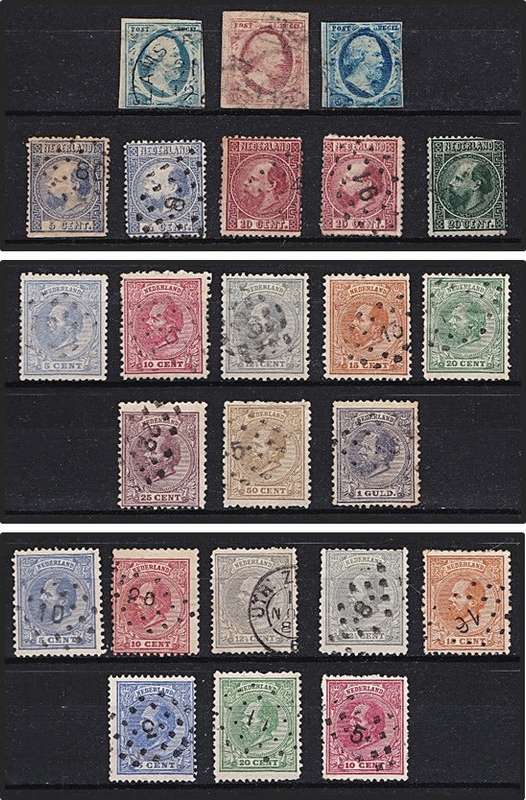 Early Netherlands Used Selection from first Imperf Issues, Shades, Varieties etc *** HIGH CV LOT **