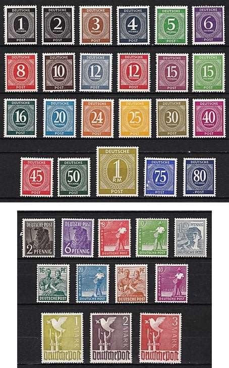1946-48 Germany WWII Allied Occupation Zone Mint (*) Issues - Selection from First to Last Issues