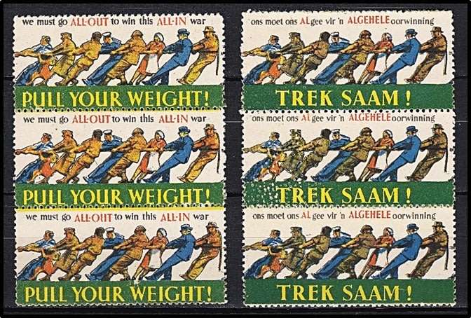 Scarce WWII Union Labels in English/Afrikaans _ PULL YOUR WEIGHT