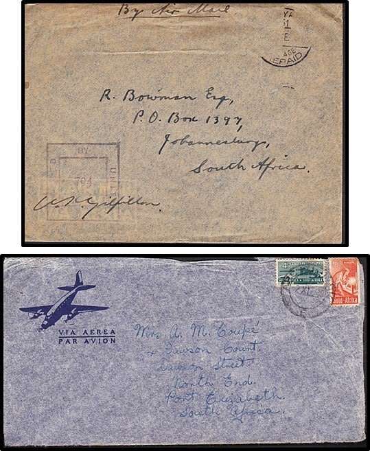 10 x WWII On Service Covers - Egypt to SA *** GREAT CENSOR HANDSTAMPS ***