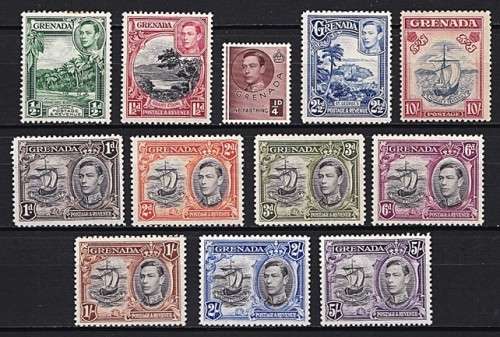 1938 Grenada KGVI MM (*) Set (Even Gum Toning on 10/-)  *** CV  R1,500+ ***