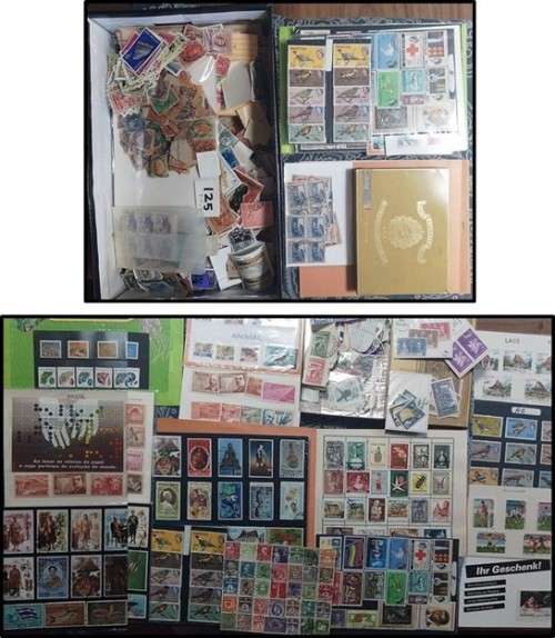 Scratchpatch World Mix in Shoebox - Mostly Off Paper - Stamp Packets, Approval Book etc