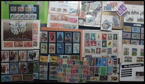 Scratchpatch World Mix in Shoebox - Mostly Off Paper - Stamp Packets, Approval Book etc