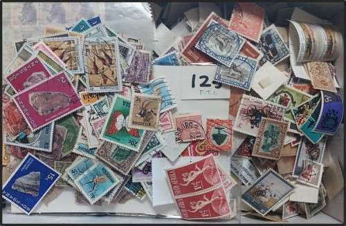 Scratchpatch World Mix in Shoebox - Mostly Off Paper - Stamp Packets, Approval Book etc