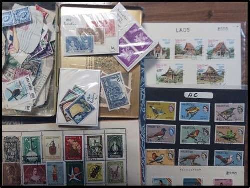 Scratchpatch World Mix in Shoebox - Mostly Off Paper - Stamp Packets, Approval Book etc