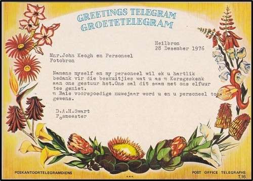 Fantastic RSA 1976 Greetings Telegram and Cover *** SCARCE LOT ***