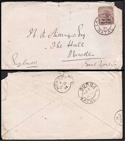 6 x Natal Postal History Items - Lower Umkomaas Cancel etc... See Scans