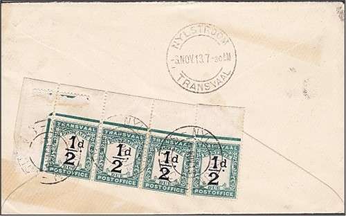 RARE 1913 Taxed KH Cover - HOUTBOSCHDORP Cancel, TVL Postage Dues etc...