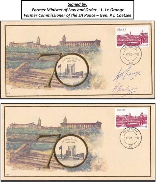Scarce 1983 Police Covers- 1x Signed Minster of Law & Order + Commissioner of SAP