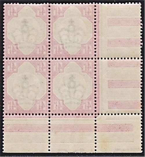 1887 GB QV Jubilee 4 1/2d Marginal Block UMM(**)  *** BEAUTY ***