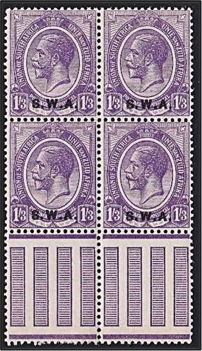 1927/30 SWA 1/3 CC.93 Marginal Block of 4 - Scarce MM/UMM Multiple