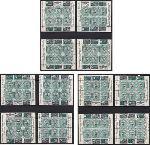 1936 Union 1/2d JIPEX UMM/MM Sheetlets x 12 with 9 DIFFERENT TYPES/ADDS
