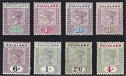1894 Zululand Mint(*) to 4/- CC.14/21 (Toning on High Values)  *** CV  R8,540 ***