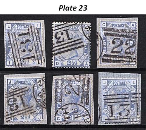 1873/80 GB QV 2 1/2d Plate 22 & 23 with Different Postmarks  *** CV  R17,000+ ***