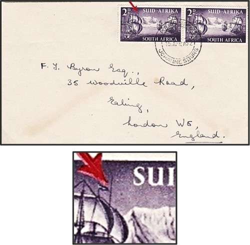 1952 Union 2d Pairs with RARE Flaws on Cover: Line in Sails & Moon Flaws
